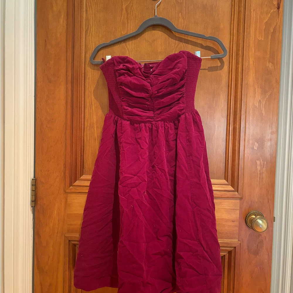 Purple corduroy strapless dress. HD in Paris Anthropologie. Size 4.